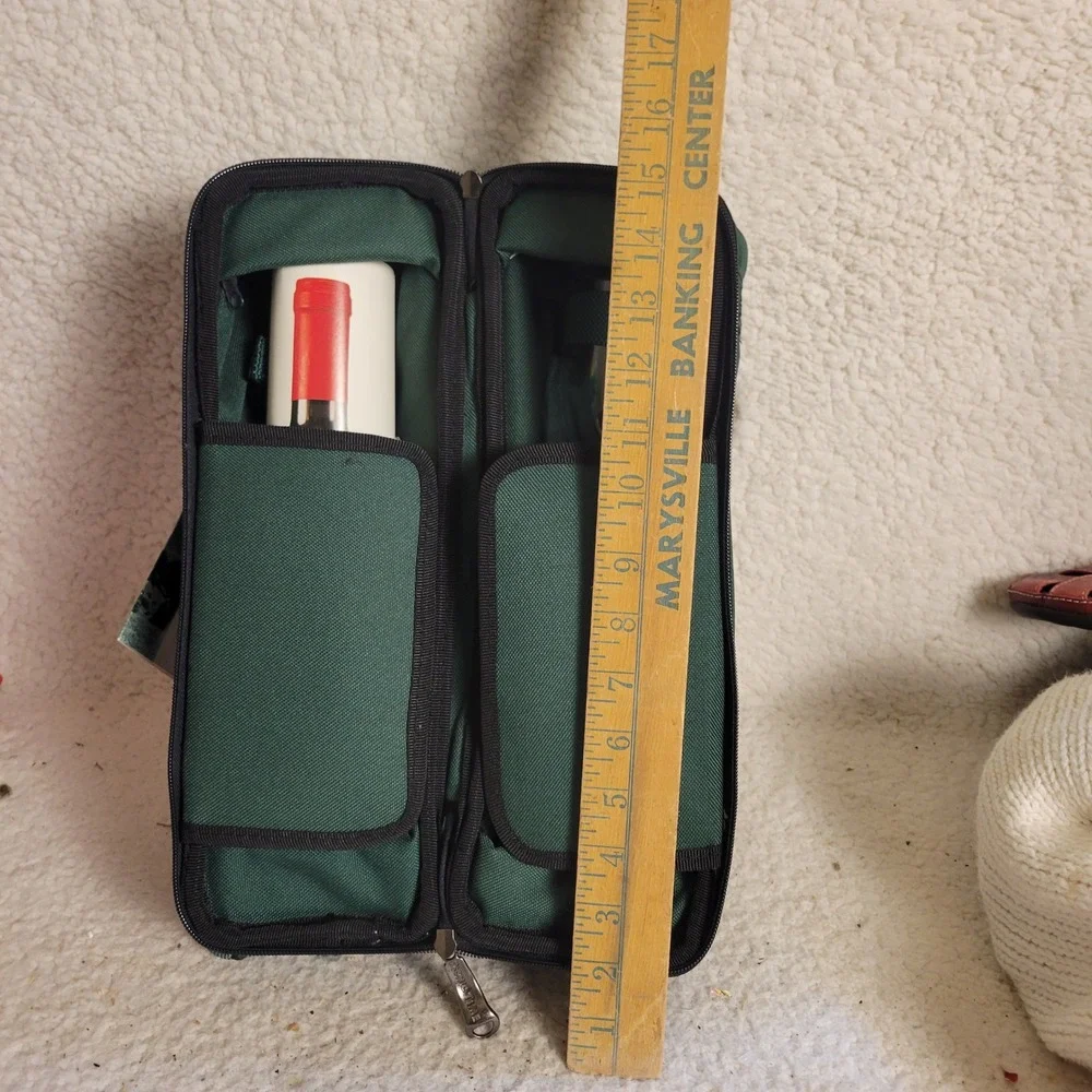 Picnic Time Estate Wine Tote Unisex OS Green NEW Insulated 2 Bottle Carrier Bag